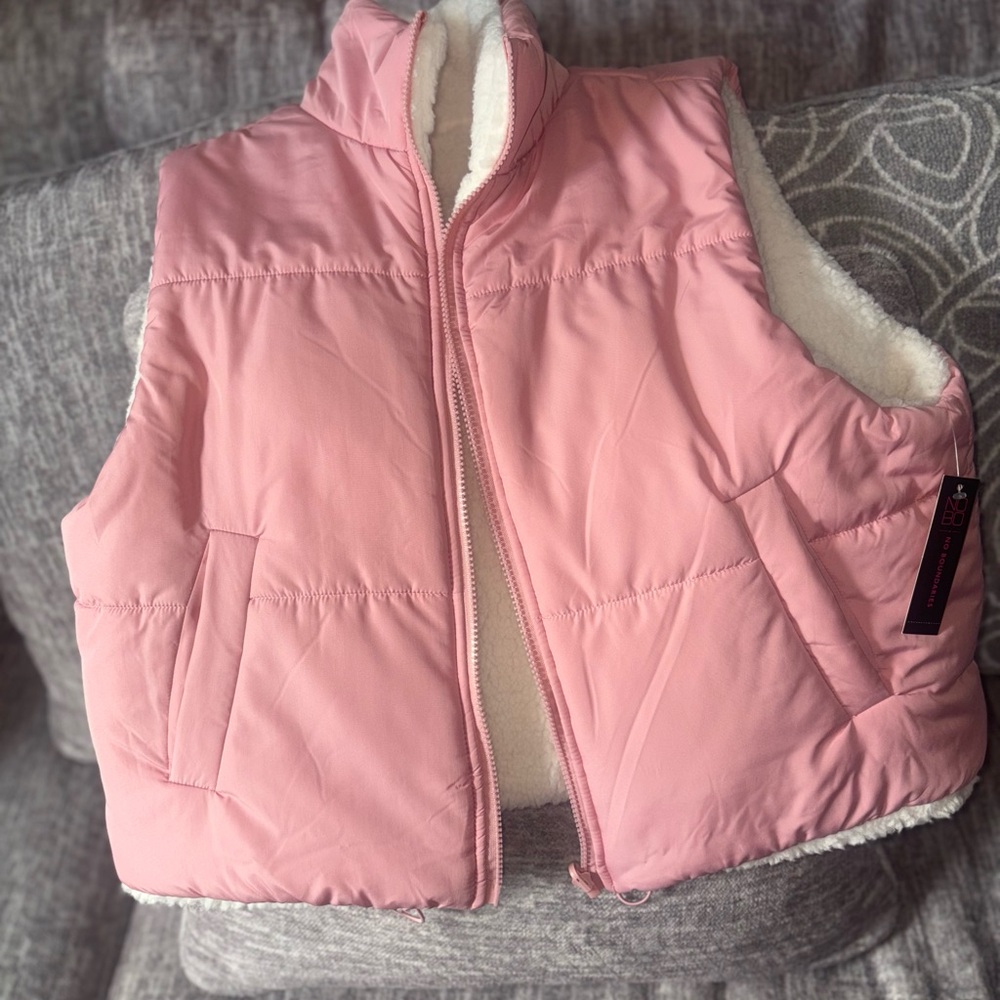 Pink Puffer Vest with White Lining
